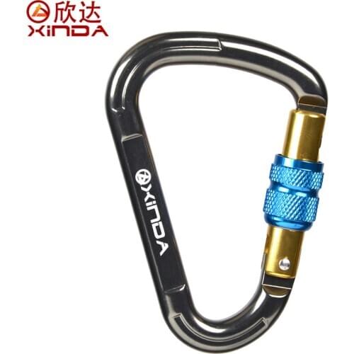 XINDA Original Outdoor Rock Climbing 25KN Safety Connector Lock Pear-Shape Screw Gates Buckle Lock Carabiner Survive XDQ9622