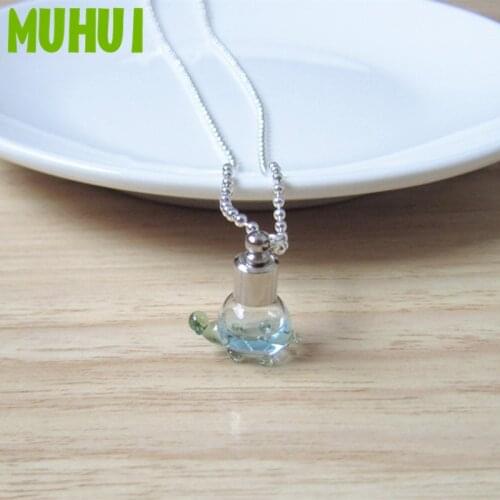 0.5ML Mini tortoise Glass Bottle Pendant Necklace Perfume, essential oil Keep Small Bottle Necklaces For Women Collares 19083