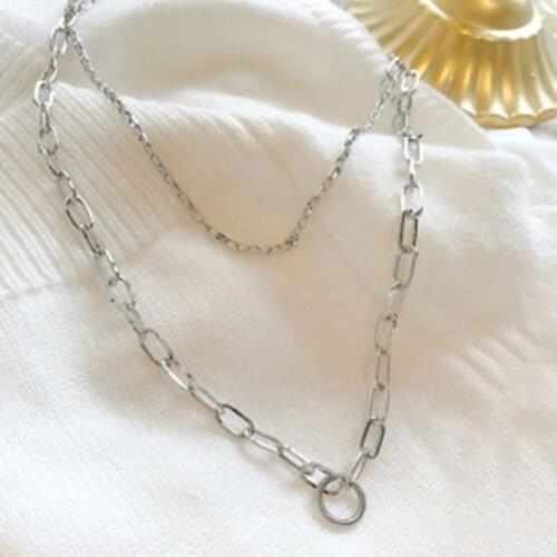 Punk Girl Necklace Fashion New Temperament Wild Net Red Clavicle Chain Niche Design Sweater Chain Double Necklace Steampunk