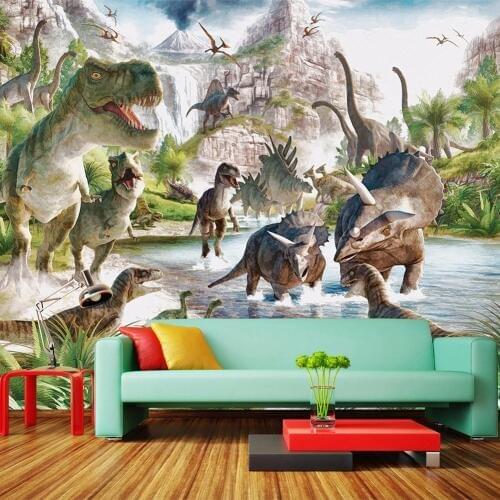Custom Poster Photo Wallpaper Wallcovering Jurassic Dinosaur World 3D Wall Mural Wallpaper For Bedroom Walls Papel De Parede 3D