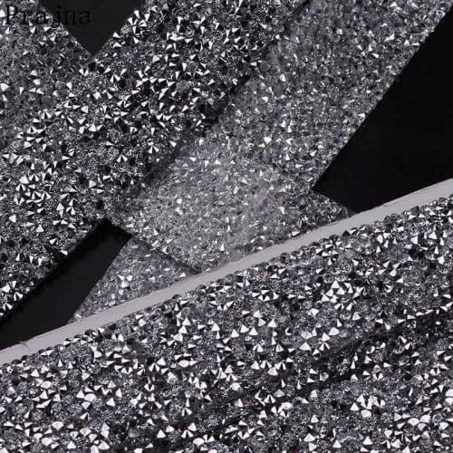 Prajna Adhesive Rhinestone Transfers Gifts for Women 1 Yard 3 CM DIY Hotfix Crystal Trim Rhinestones Dress Clothing Decoration