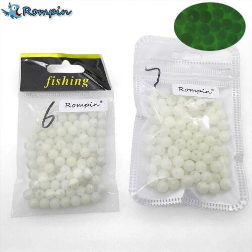 Rompin 100pc/bag Fishing Floats Round beads Luminous Light Glowing balls Buoy Bulk Flotteur stopper Carp Fishing sea Beads