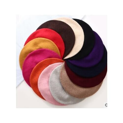 Wool Beret Female Winter Hats For Women Flat Cap Knit Cashmere Hats Lady Girl Berets Hat Female Bone Tocas Painter Hat