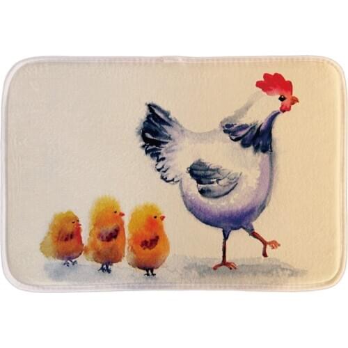 Funny Doormat Decor With Hen And Her Chicks Home Decorative Indoor Outdoor Mats Bathroom Mats Short Plush Fabric Floor Mats