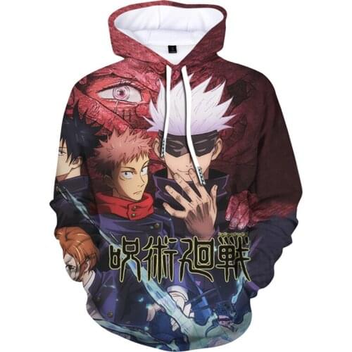 New Anime Hoodies Jujutsu Kaisen 3D Print Sweatshirt Men Women Fashion Oversized Hoodie Harajuku Hip Hop Pullover Coats Clothing