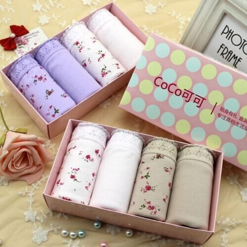 4pcs/lot Womens cotton Panties Plus size M,L,XL,XXL,XXXL Briefs Ladies high waist underwear Moms Intimates gift box