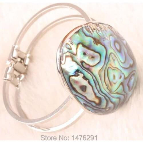 Excellent Abalone Shell Silver Plated Cuff Bracelet 6"L