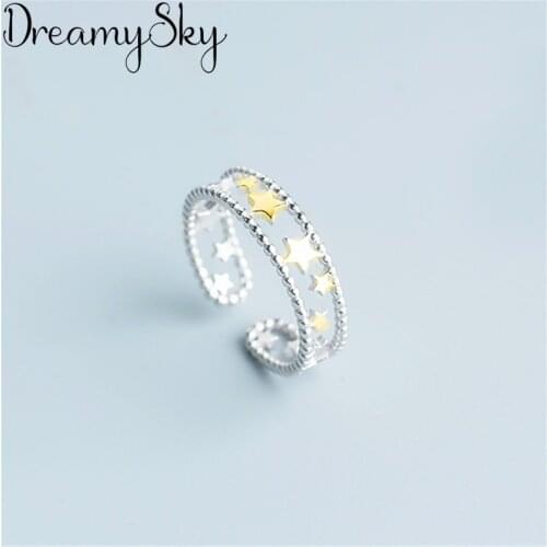 Retro Vintage Silver Color Star Rings For Women Girls Valentines Gifts Gothic Rings