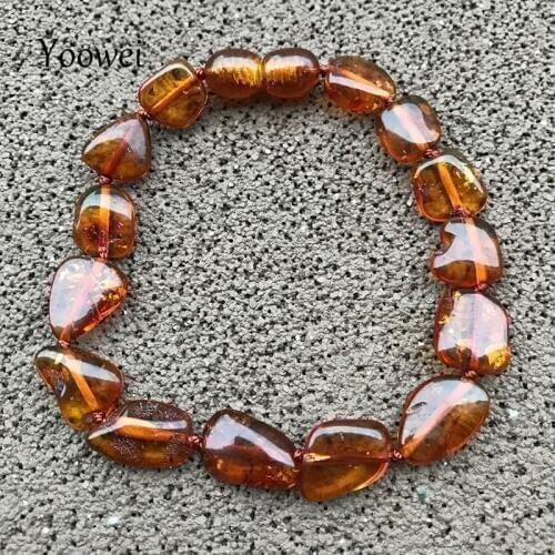 Yoowei 2021 Amber Bracelet Anklet Irregular Handmade Knotted Adult Original Jewelry Natural Baltic New Amber Beads Wholesale