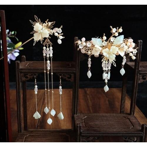 Chinese Hairpin Antique Tassel Super Fairy Hair Comb national wedding Hair Accessories Hair Clasp Full Set Ornament Women