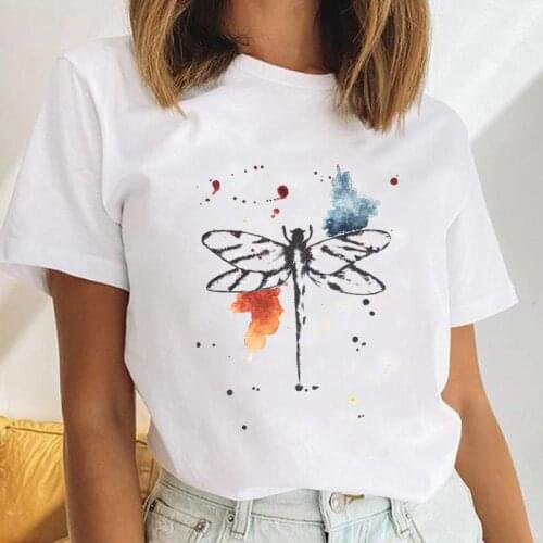 Women Dragonfly New Ladies 90s Watercolor Casual Female Clothes Tops Print Ladies Tees Tshirt Cartoon Graphic T-Shirt