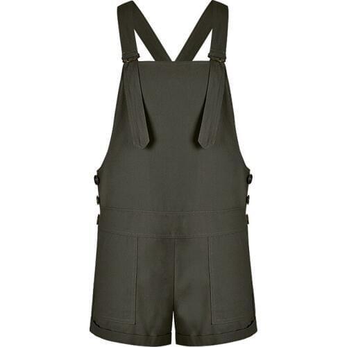 BYUAN Summer Casual Cotton Overalls For Women Shorts 2018 Rompers Womens Jumpsuit Vintage Solid Playsuits and Jumpsuits 7 Colors