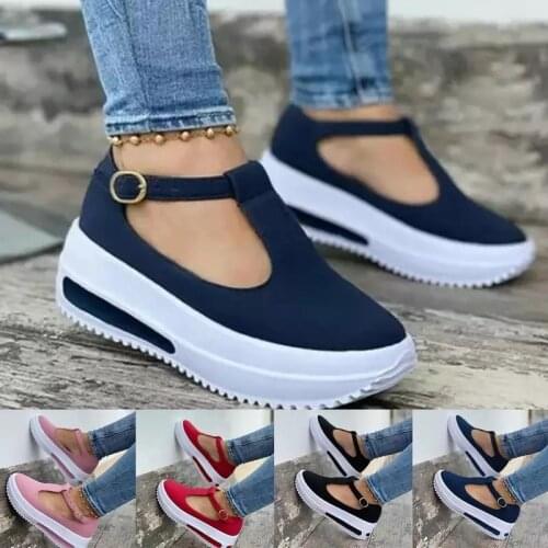 2021 Summer Womens Sneakers Casual Ladies Flats Chunky Mid Heels Mesh Sneaker Breathable Female Wedges Vulcanized Shoes