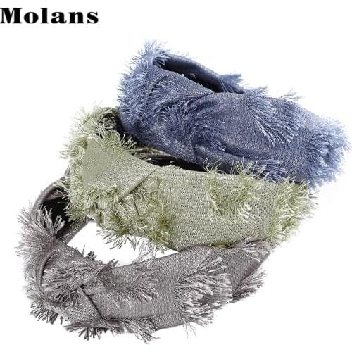 MOLANS Retro Tassel Hair Hoop for Women Vintage New Knotted Hairband Knot Plush Headband Hair Accessories Hair Jewelry