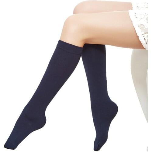 2303 6 Pair Women 150D Thick Thermal Fleece Lined Knee High Socks Ladys 150D Warm Over the Knee Socks Girls Winter Knee Socks