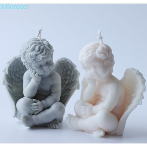Large Size 3D Angel Candle Silicone Mold Little Angel Decoration Aroma Gypsum Mold Soap Silicone Mold DIY Material