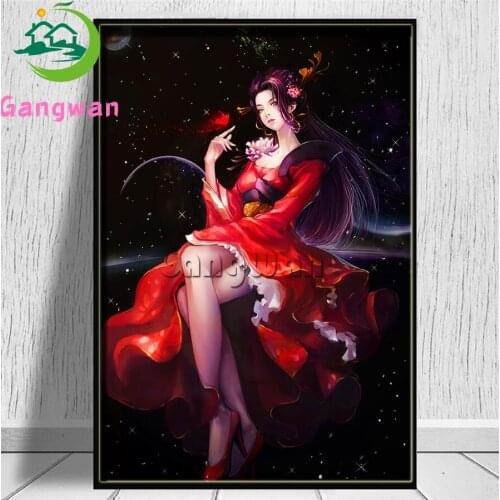 Diamond Mosaic Red dress, anime beauty Picture Of Rhinestone Diamond Painting girl Cross Stitch Embroidery Needlework Wall Art