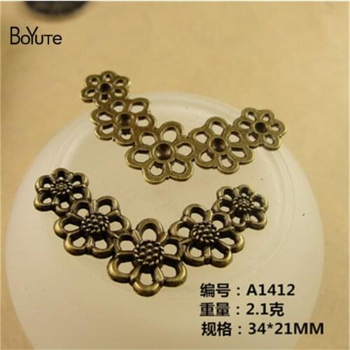 BoYuTe (50 Pieces/Lot) 34*21MM Antique Bronze Plated Zinc Alloy Flower Charms Pendant for Jewelry Findings Accessories Diy