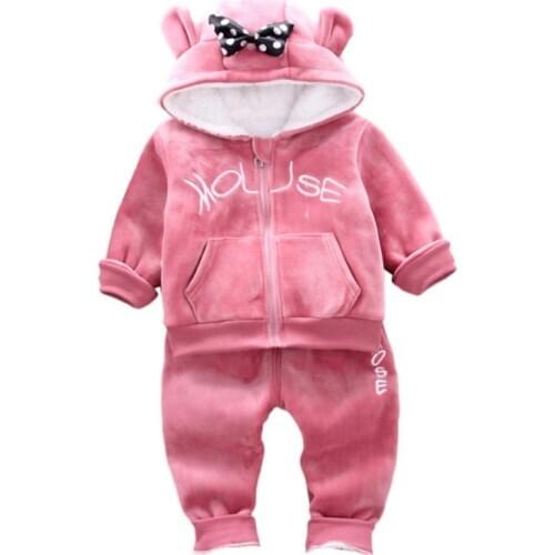 Kids Girls Gold velvet Winter Clothing Sets Winter 2pcs Set for Girl hoodies+pants Toddler Children\s Autumn Set Clothing new