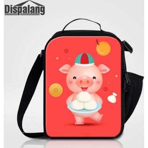 Dispalang Cute Pig Printing Cooler Lunch Bags For Little Girls Boys Kids Messenger Food Bag Children Crossbody Picnic Lunch Sack