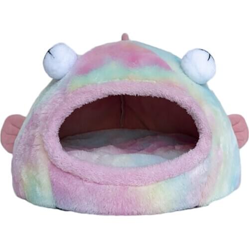 Pet Cat Bed House Soft Bigeye Fish Plush Cat Sleeping Beds Nest Winter Warm Kennel Pet Bed Mat Cave for Puppy Cats Pet Supplies