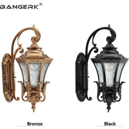 European Outdoor Wall Lamp Waterproof LED Porch Lights Wall Sconce Retro Aluminum Glass Garden Balcony Aisle Decor Lighting