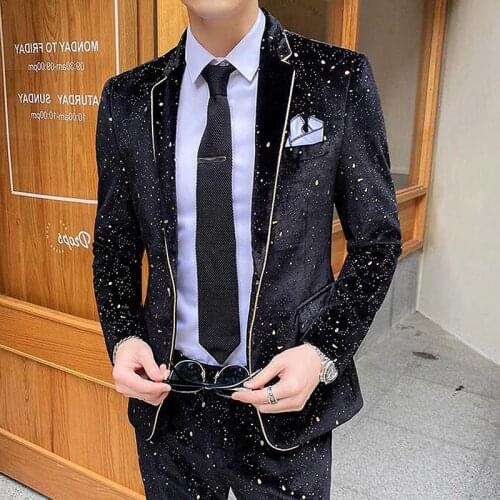 Personality Knit Slim Blazer Men Night Club Terno Masculino Korean Style Blazer Hombre Stage Costumes For Singer Jacket Men