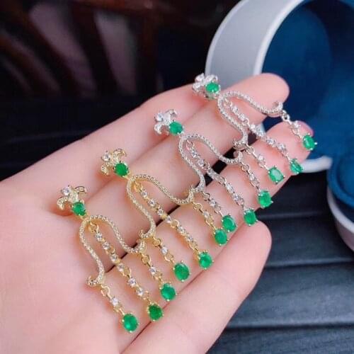 Emerald Earring Natural And Real Emerald Earring 925 sterling silver Fine jewelry For men women