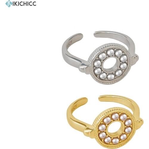 Kikichicc 925 Sterling Silver Round Pearl Adjustable Rings Jewelry 2020 Fahion Women Fine Jewels For Rock Punk Party Birthday
