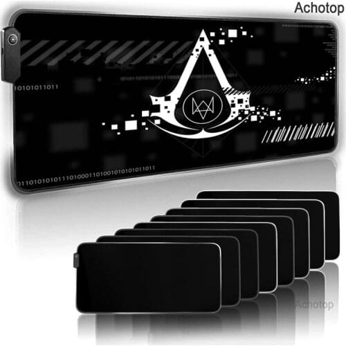 Assassins creed Gaming Mouse Pad LED Luminous Gamer rug keyboard Computer RGB Backlight Pad Mause XXL for Desktop Mat Backlit