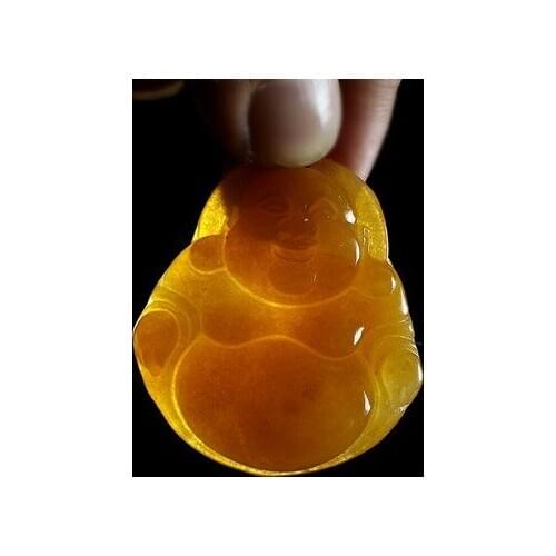 Natural yellow A jade pendant hand carved Buddha jade pendant jadeite jade necklaces men pendants jade jewelry