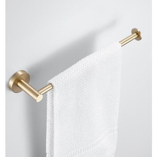 1Pcs Wall-mounted Bathroom Towel Rack Brass Brushed Hanging Kitchen Storage Shelf