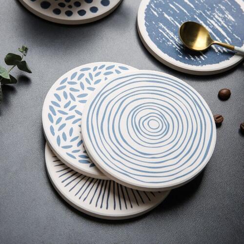 Natural diatom mud water-absorbing quick-drying coaster table insulation anti-hot pad tooth cup soap mat