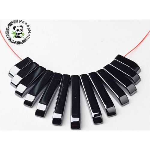 Non-magnetic Synthetic Hematite Beads Strands, Black, about 12~29.5mm long, 4mm wide, 4mm thick, about 13pcs/strand, hole