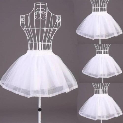 Solid Color Short Tulle Petticoats Elastic Waistband A Line Mesh Underskirt Crinoline For Wedding Dress 2022