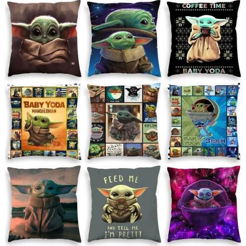 45x45cm Star Wars Baby Yoda Plush Toys Stitch Pillowcase Anime Pillow Cases Baby Yoda car Home Decoration Christmas Gifts