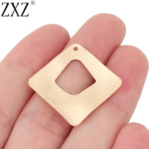 ZXZ 10pcs Matte Gold Geometric Square Charms Pendants for Earring Jewelry Making Findings