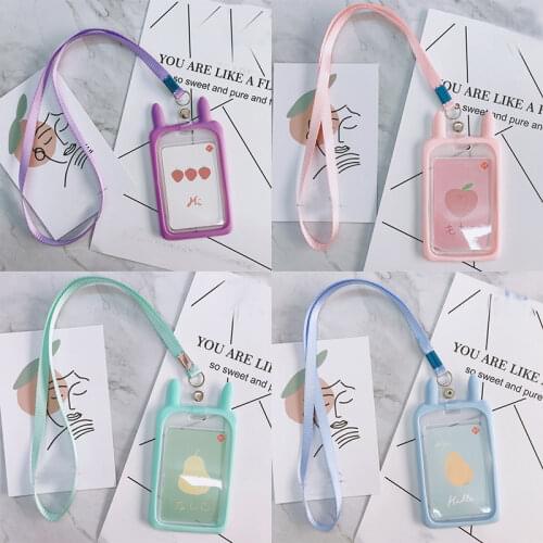 High Quality Strap Lanyard Credit Card ID Holder Cute Cartoon Silicone Bus Card Case Key Holder Ring Luggage Tag Kids Gift