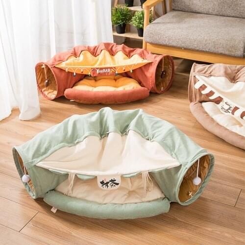 Pet Cat Bed Foldable Cat Tunnel Toy Indoor Kitten House Cave Channel Interesting Kitty House Can Sleep And Play Game Cat Supplie
