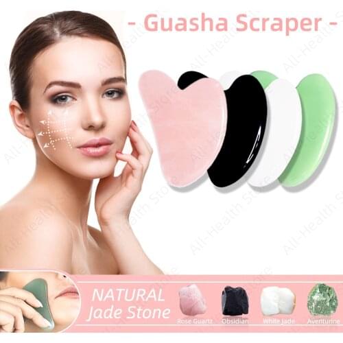 Natural Jade Gua Sha Gouache Scraper For Face Massager Guasha Stone Gua Sha Massage Tool For Back Scratcher Facial Massager