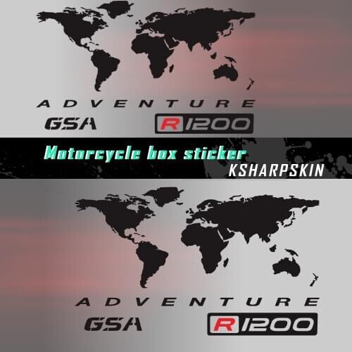 Motorcycle Aluminum Side Box Case Reflective sticker Decal Kit GSA sign For BMW R1200 r 1200 World Adventure Map sign