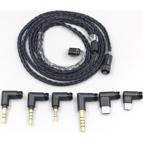 LN006966 16 Core Black OCC Awesome All In 1 Plug Earphone Cable For 0.78mm Flat Step JH Audio JH16 Pro JH11 Pro 5 6 7 BA Custom