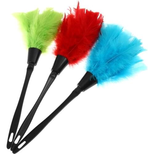 1 PC Multicolor Feather Duster Anti Static Dust Brush Black Plastic Handle Dusters For Home Cleaning Tools Key Bord Cleaning