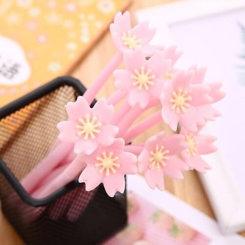 1PC Soft Gel Flower Gel Pen Creative Stationery Beautiful Cherry Blossom Water-based Pen Girl Heart Series Office Signature Pen
