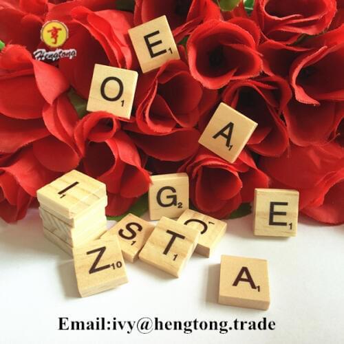 100pcs/set Promotion Wooden Scrabble Tiles with Black Letter & Number,scrabble letter,Wooden Alphabet, wood educational toy