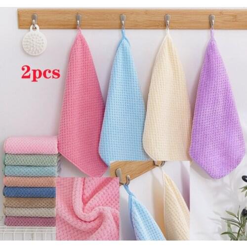 2pcs Kitchen Anti-Grease Wiping Rags Thickened Table Cleaning Cloth Dish Cloth Kitchen Rag Absorbent Scouring Pad Hand Towel
