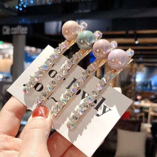 2019 Fashion Pearl rhinestone hairpin ball side clip Accessories For Women Girls Hairgrip Hair Clamp Hairclip Headwear