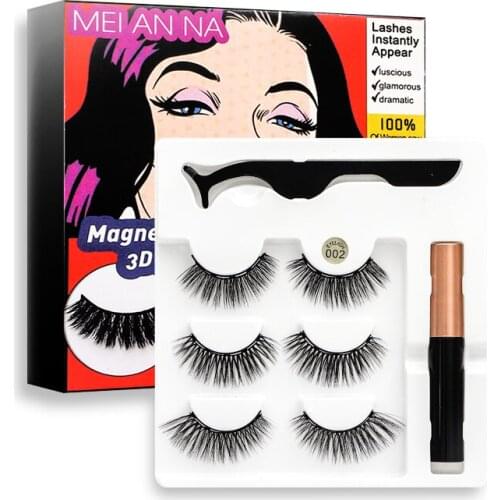 MEIANNA 3 Pairs Magnetic Eyelash Extension Natural Wispy Fluffy Lifting Lashes Individual Makeup Magnetic Fake Eyelashes