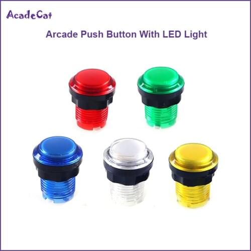 Free shipping 5V/12V LED Illuminated Arcade Buttons 5 Colors For MAME Games / Arcade Fighting Stick Push Button Switch with LED