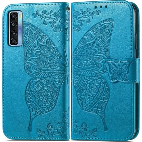 Butterfly 3D Print Wallet Skin for TCL 20L Plus 2021 Flip Case TCL 20 Lite 20 L Leather Card Slot Funda TCL 20L Case Flip Cover